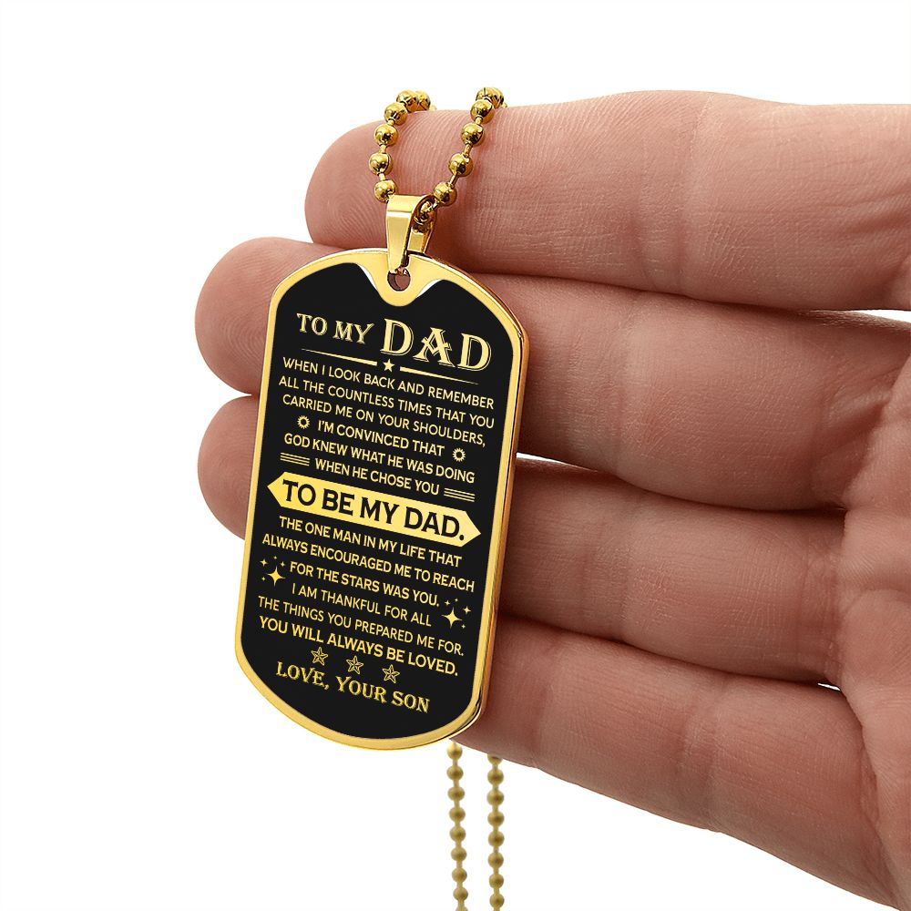 Dad When I Look Back, Dog Tag Necklace, Anniversary Gift Idea For Dad