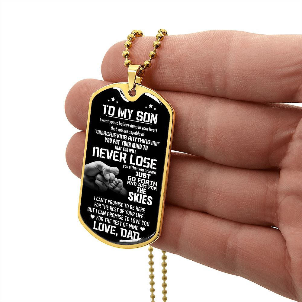 Son Deep In Your Heart, Dog Tag Necklace, Gift For Son From Dad
