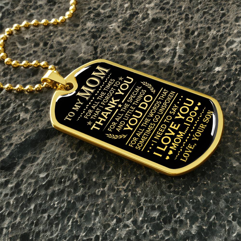 Mom I Love You - Dog Tag Necklace - Mother's Day Gift For Mom