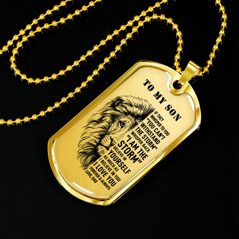To My Son - I Am The Storm, Meaningful DogTag Necklace Gift Son