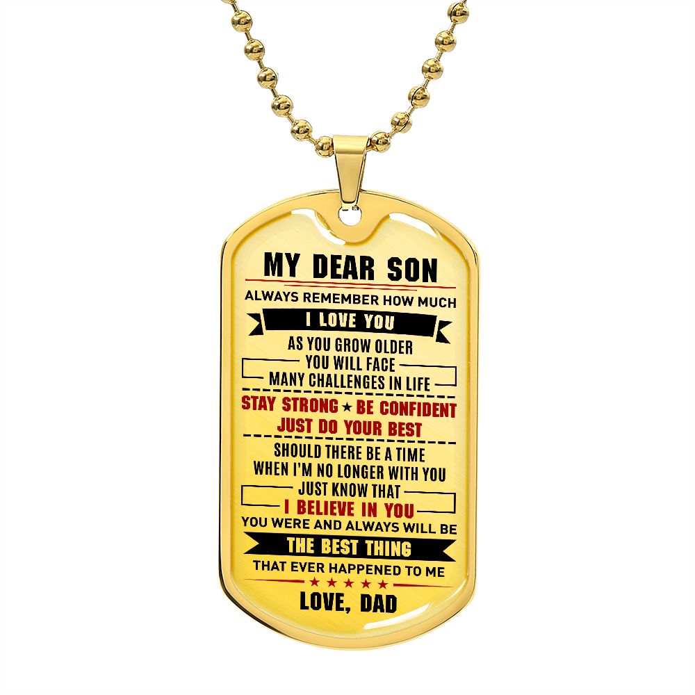 To My Son - Just Do Your Best, DogTag Necklace Gift Son
