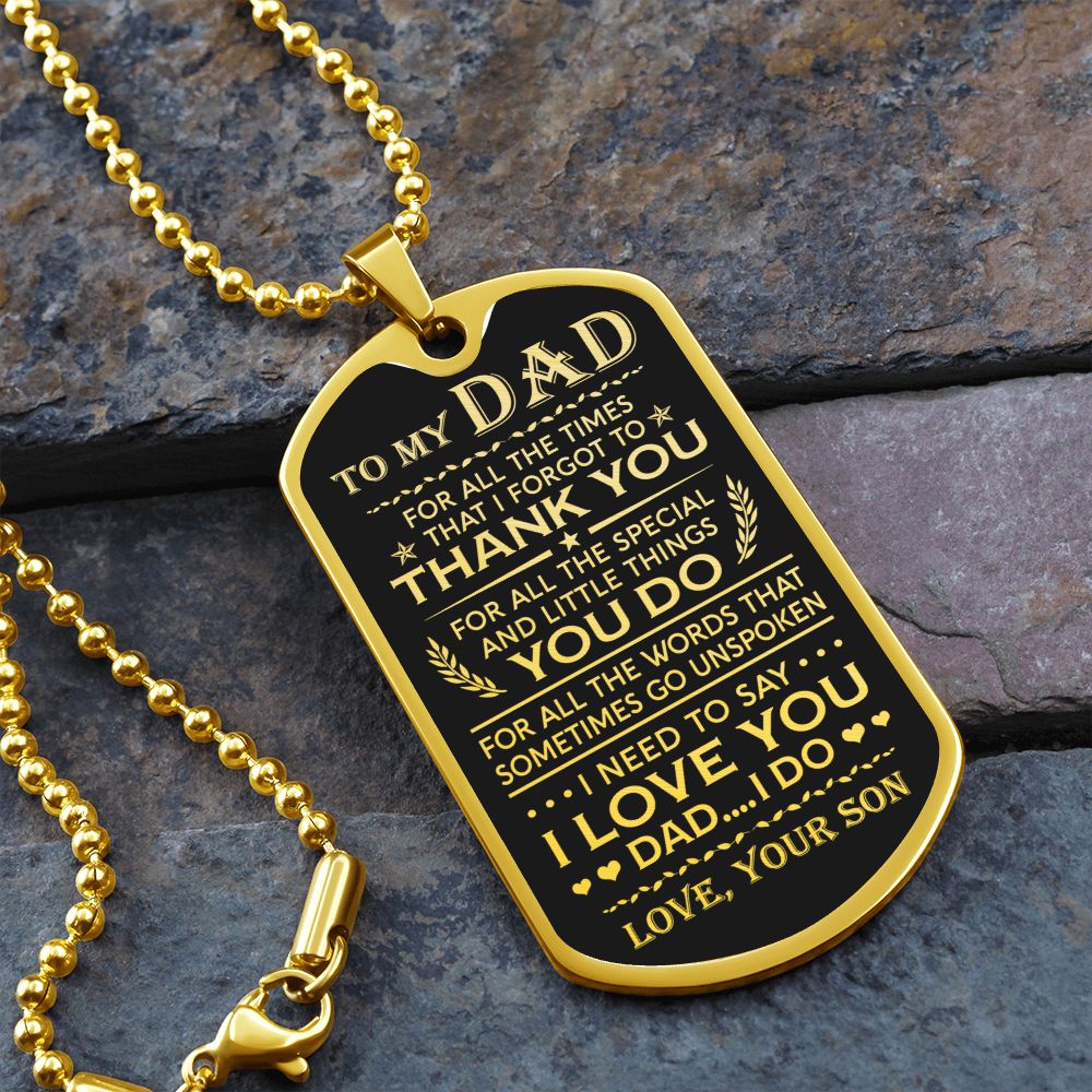 Dad For All The Times, Dog Tag Necklace, Gift For Dad From Son