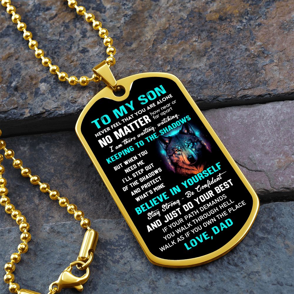 Son The Shadows, Dog Tag Necklace, Unique Gift For Son