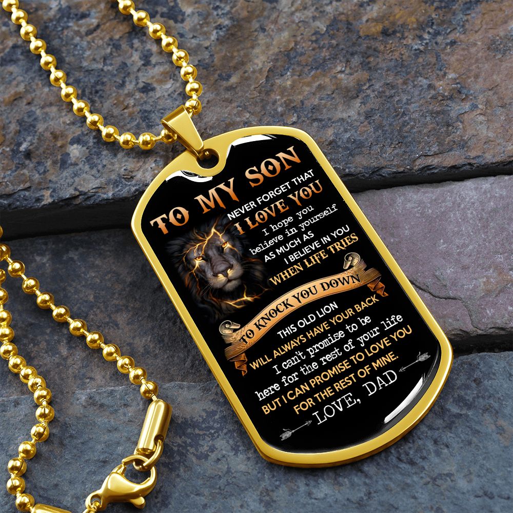 To My Son | This Old Lion | Dog Tag Necklace | Gift For Son From Dad