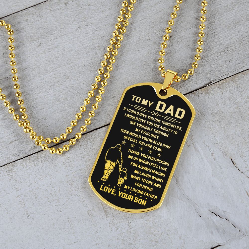 Dad My Loving Father. Dog Tag Necklace, Father's Day Gift Idea