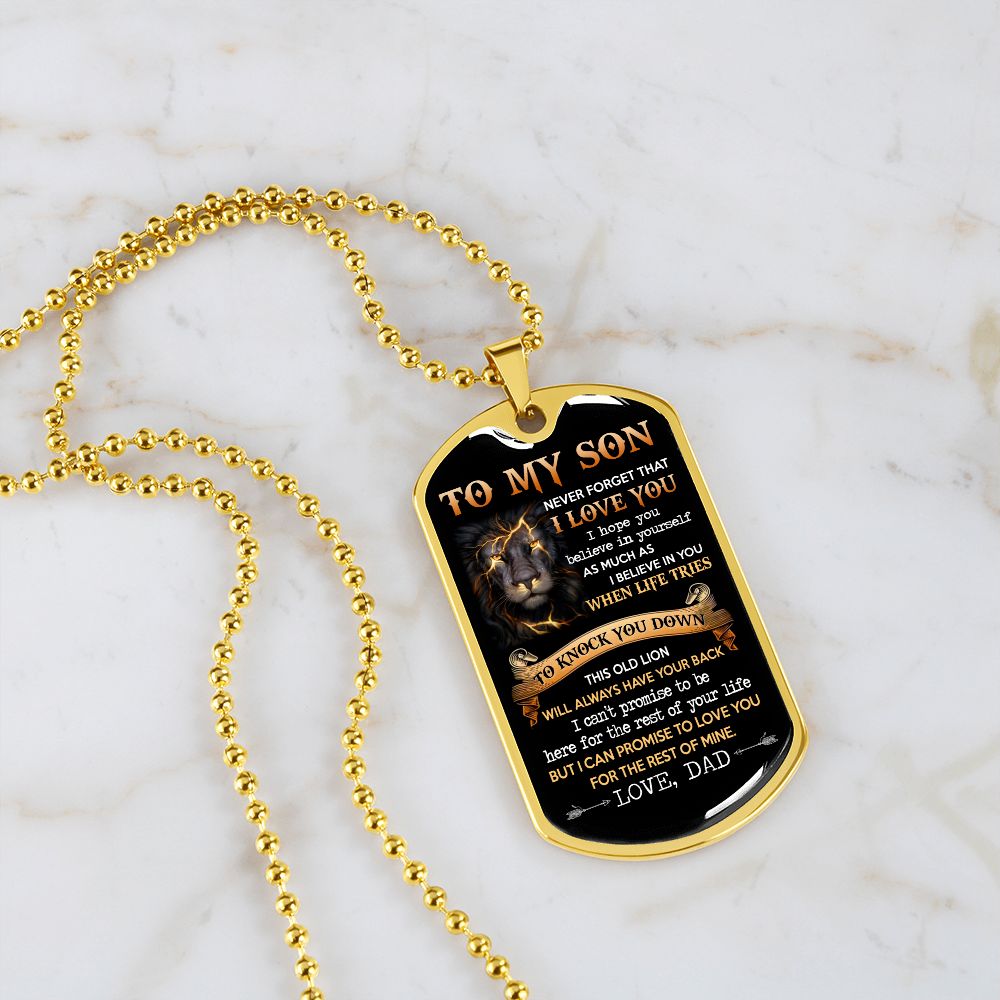 To My Son | This Old Lion | Dog Tag Necklace | Gift For Son From Dad