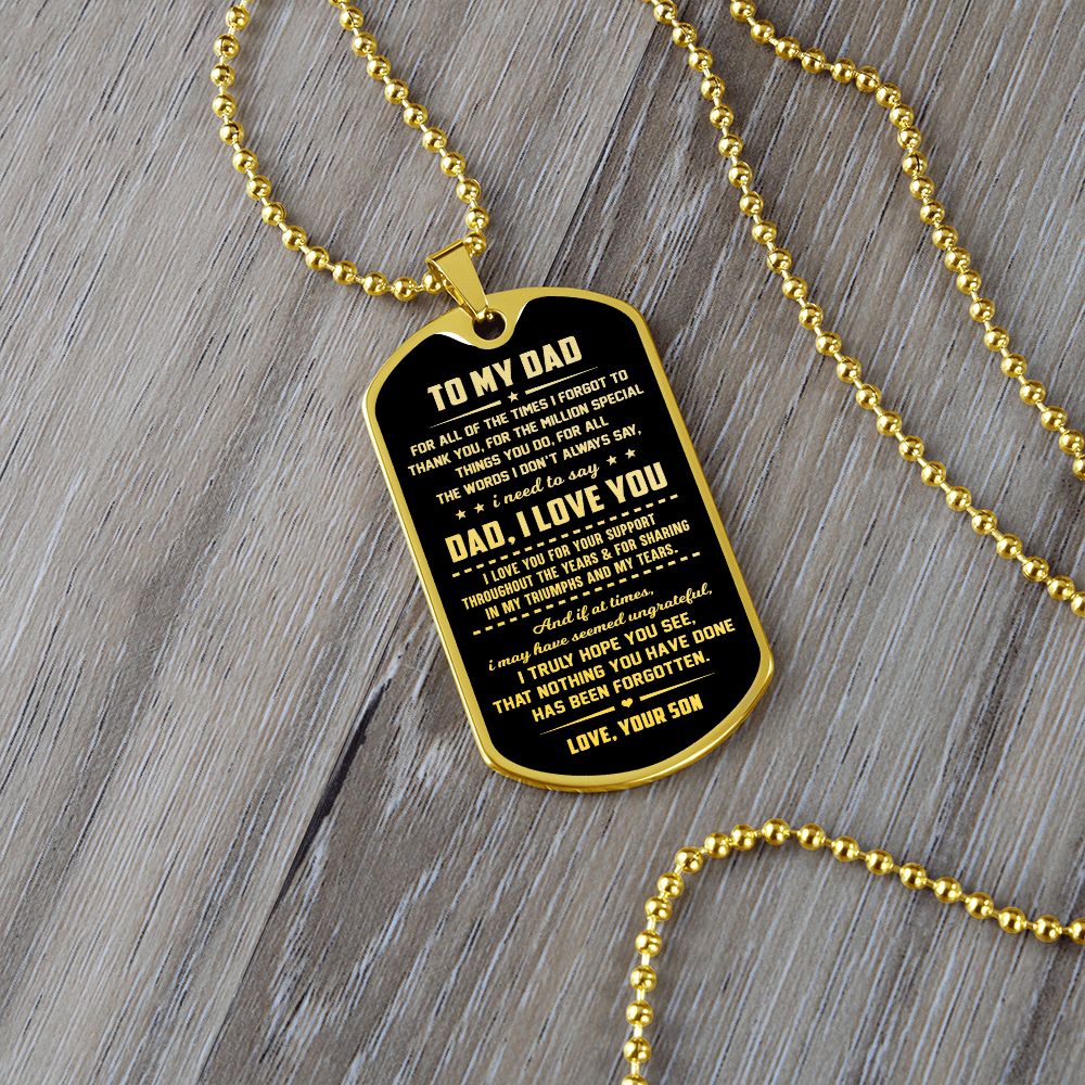 Dad I Love You, Dog Tag Necklace, Best Gift For Dad From Son