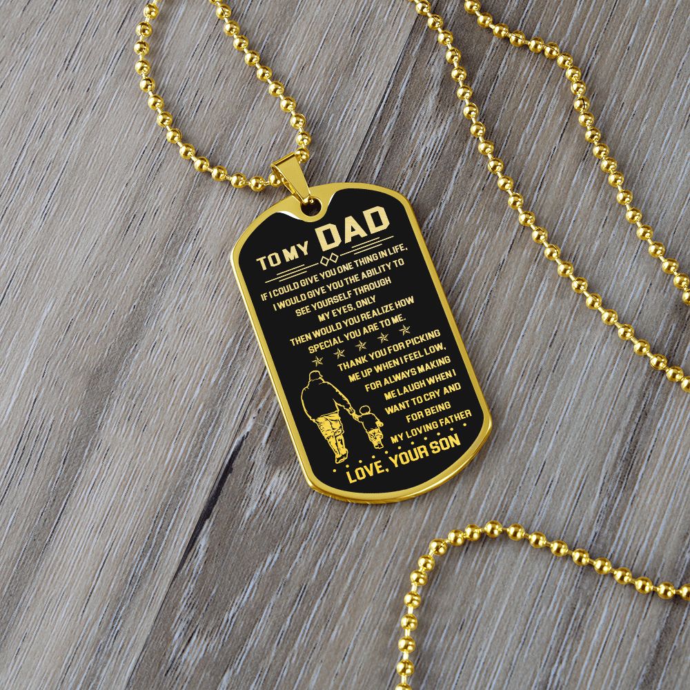 Dad My Loving Father. Dog Tag Necklace, Father's Day Gift Idea