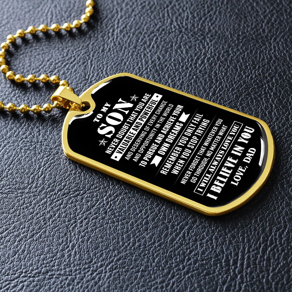 To My Son - Valuable And Powerful, Dogtag Necklace For Son