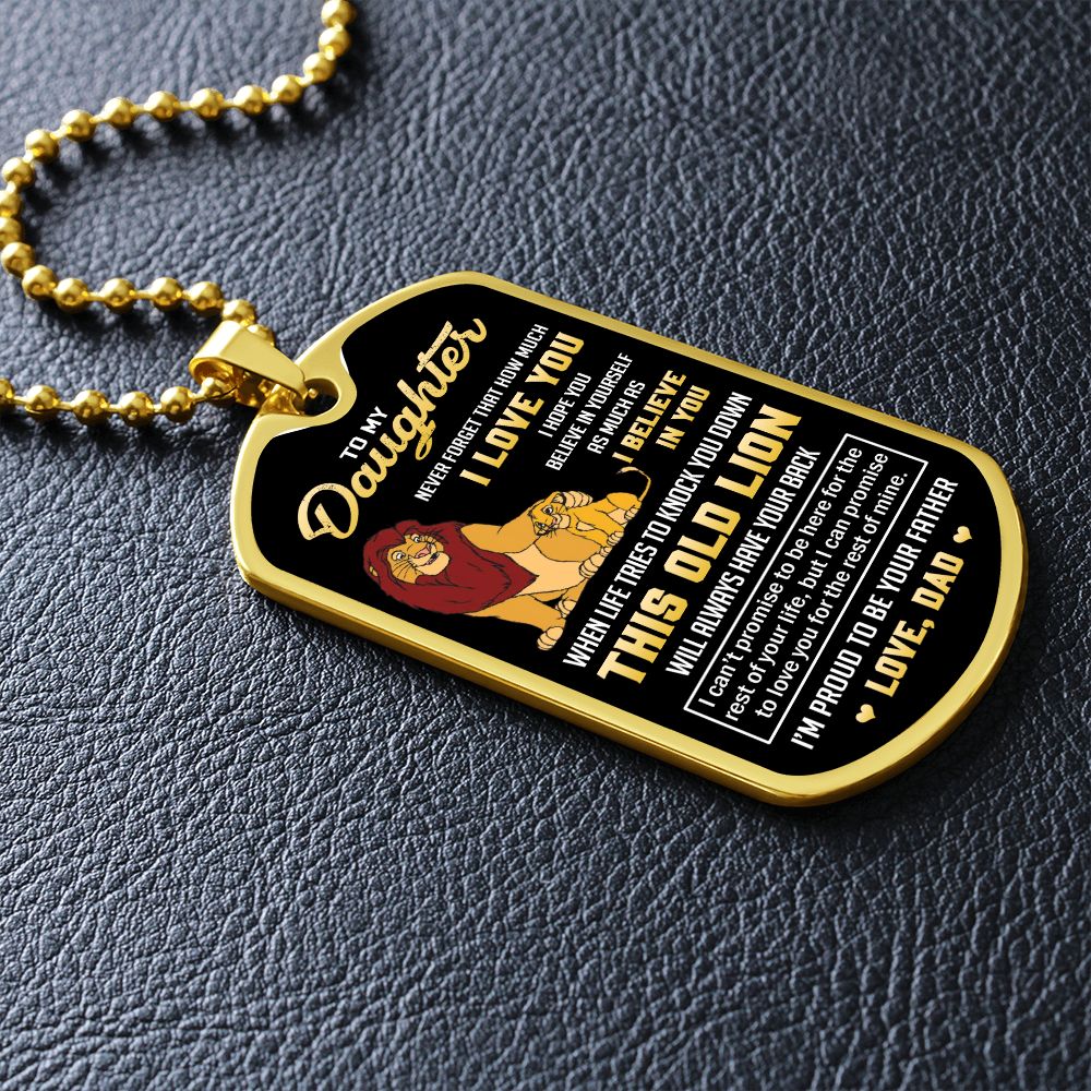 Daughter This Old Lion, Dog Tag Necklace, Best Gift Idea For Daughter