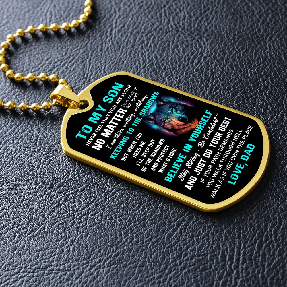 Son The Shadows, Dog Tag Necklace, Unique Gift For Son