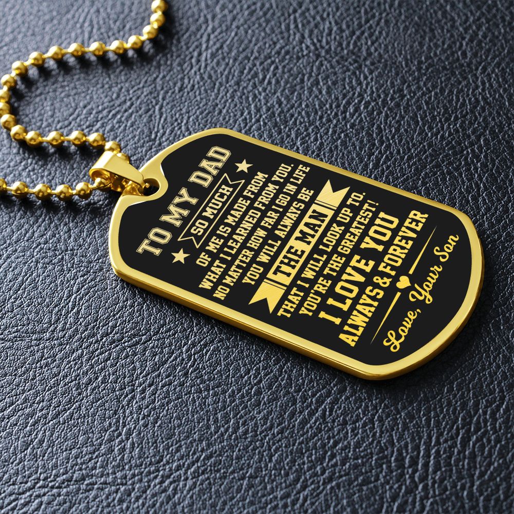 Dad You Are The Greatest, Dog Tag Necklace, Gift Idea For Dad From Son