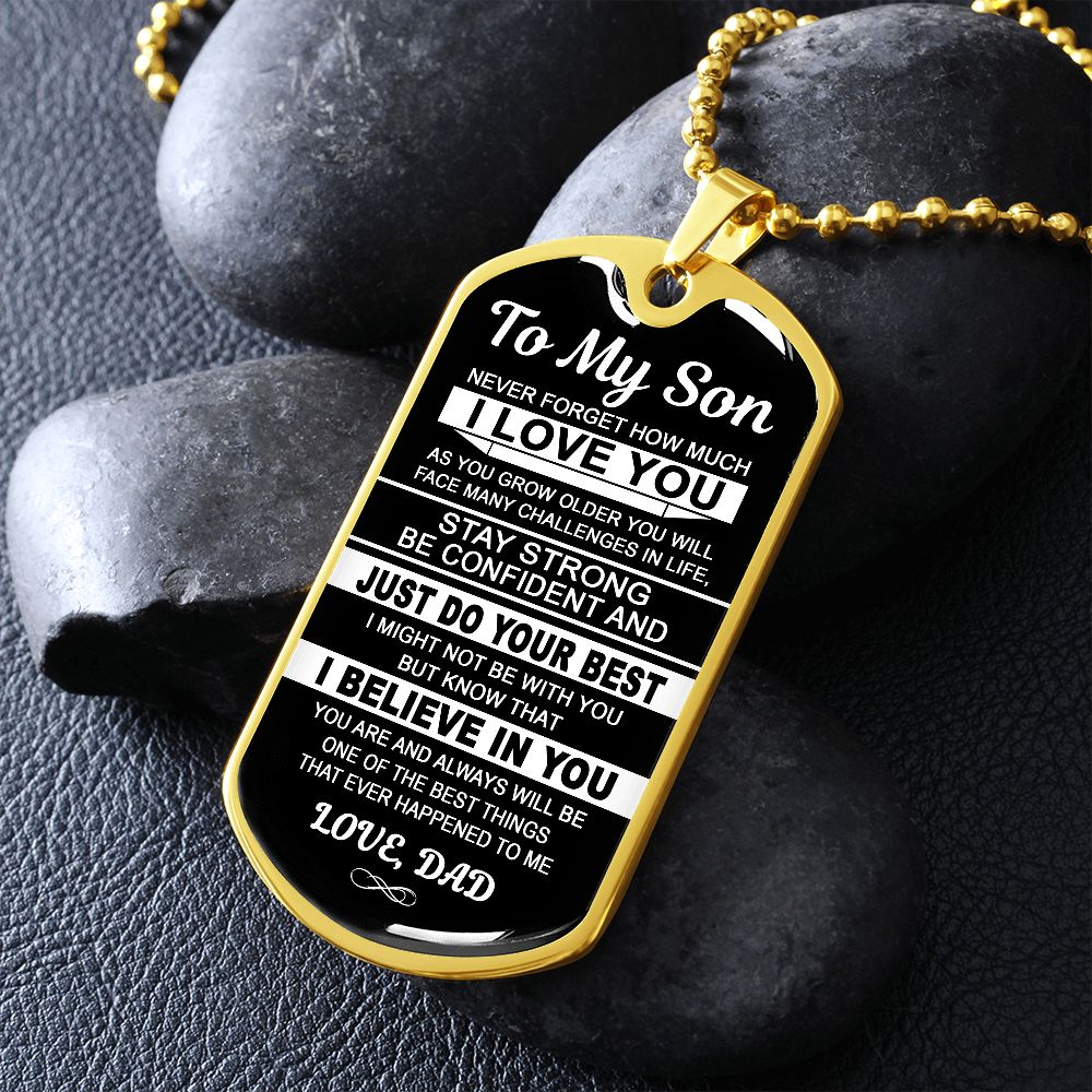 To My Son | Never Forget How Much I Love You | Dog Tag Necklace From Dad
