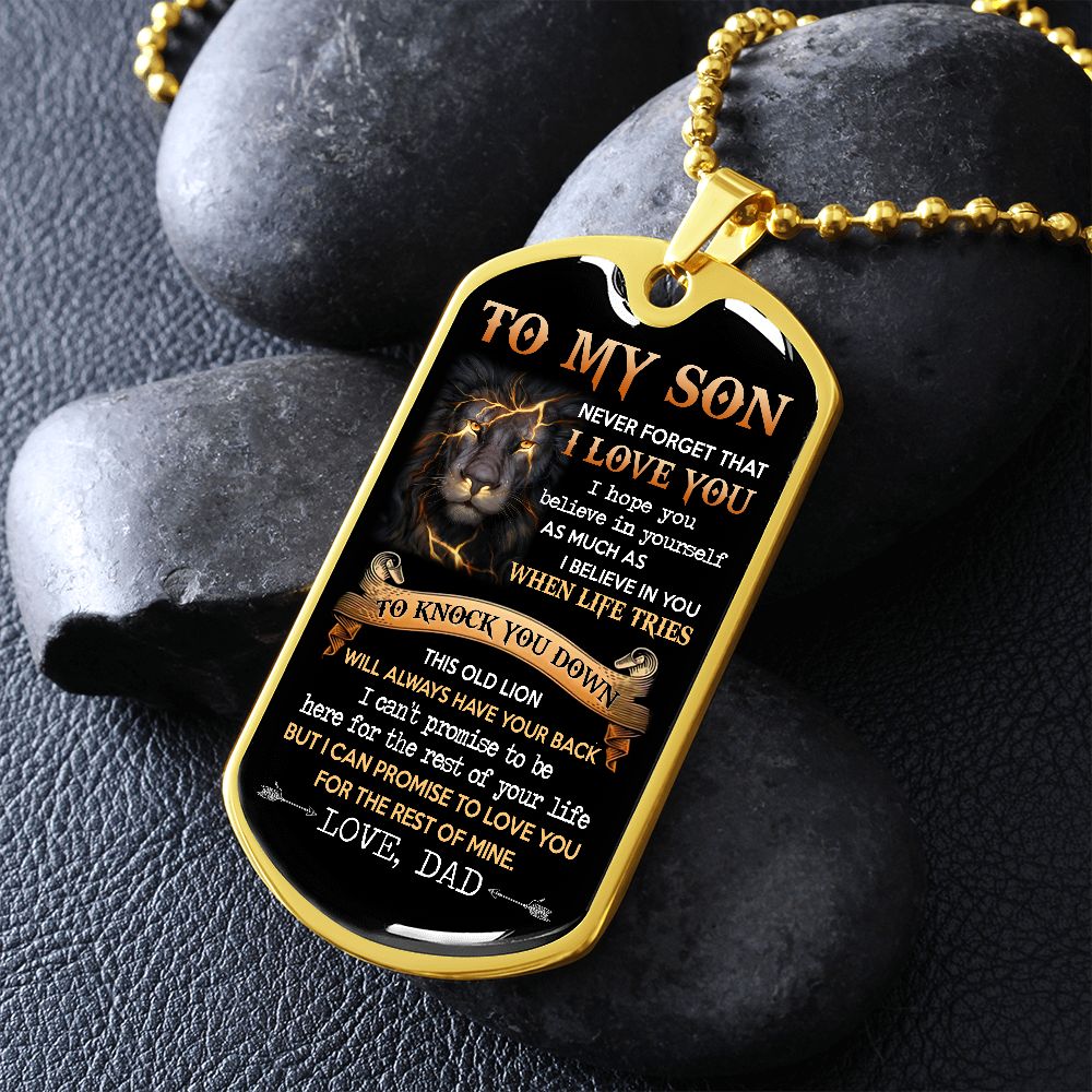 To My Son | This Old Lion | Dog Tag Necklace | Gift For Son From Dad