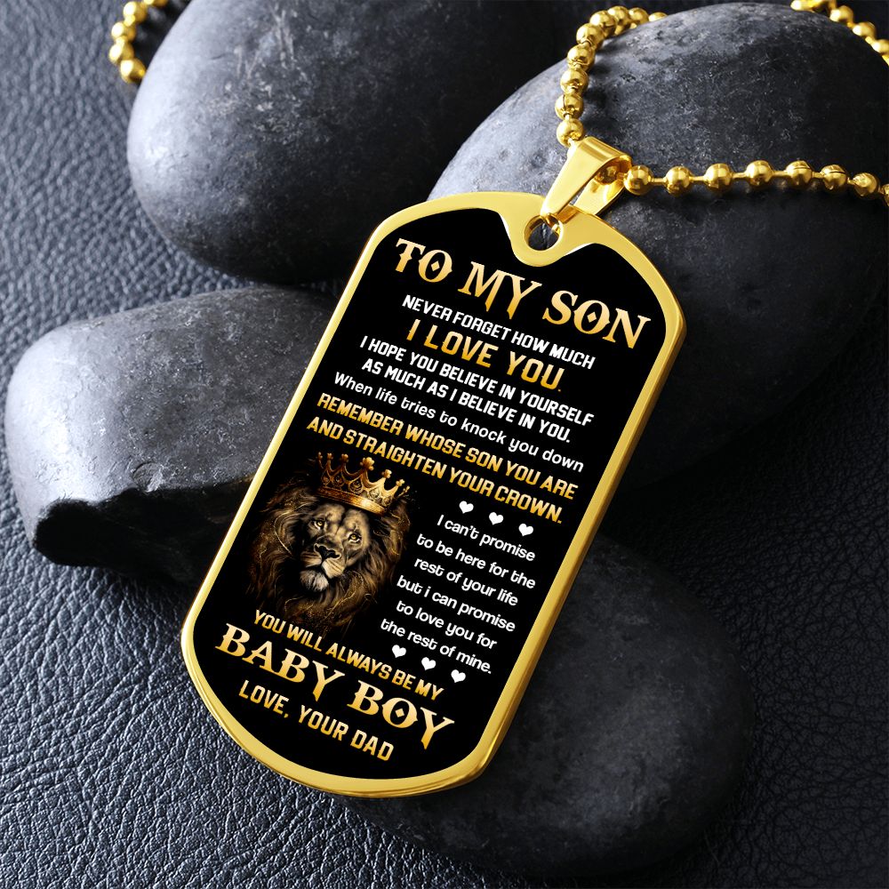 Son My Baby Boy, Dog Tag Necklace, Best Gift Idea For Son