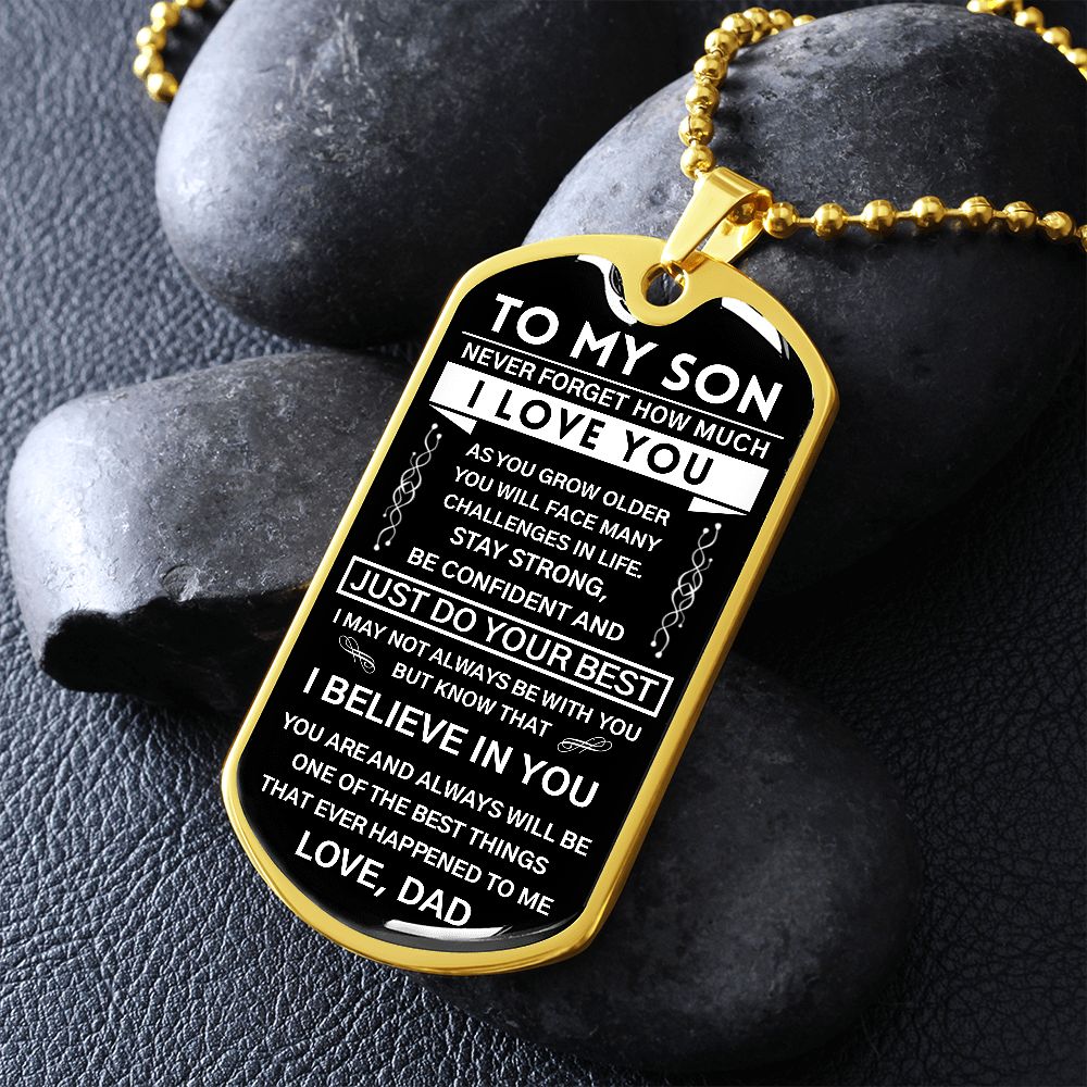 To My Son Gift From Dad | Never Forget This | Dog Tag Necklace | Anniversary Gift