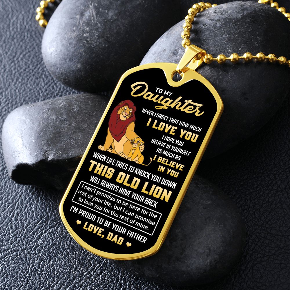 Daughter This Old Lion, Dog Tag Necklace, Best Gift Idea For Daughter