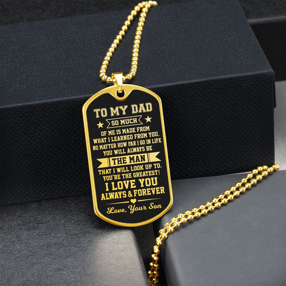 Dad You Are The Greatest, Dog Tag Necklace, Gift Idea For Dad From Son