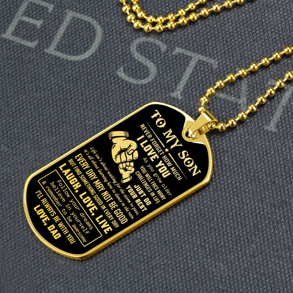 To My Son Just Do Your Best, Dog Tag Necklace, Best Gift For Son From Dad