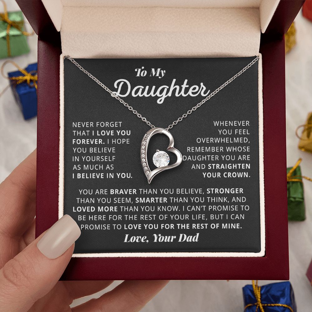 Daughter Believe In Yourself, Forever Love Necklace, Gift For Daughter From Dad, Birthday Christmas Gift Idea