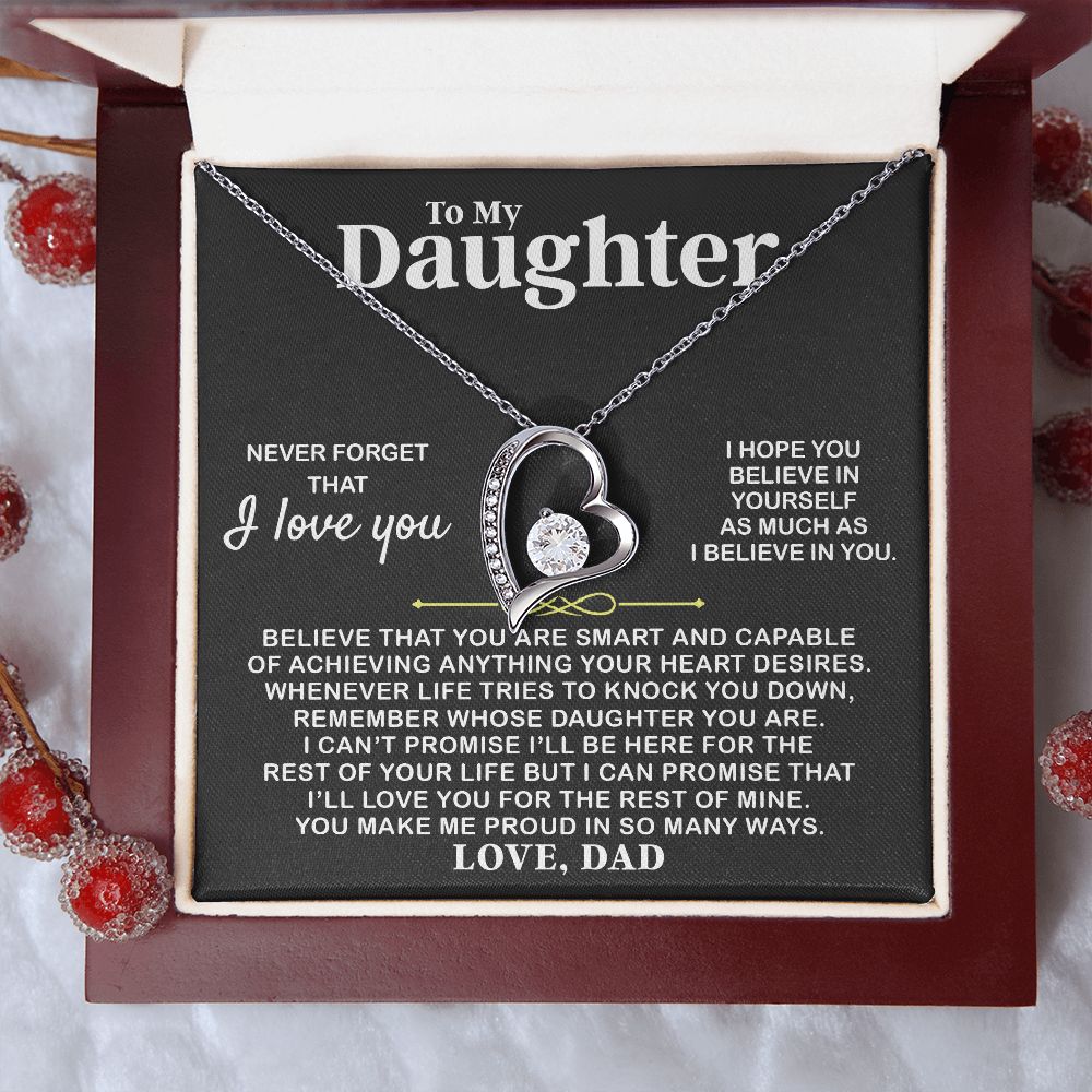 To My Daughter, Believe In Yourself, Forever Love Necklace, Gift For Daughter From Dad