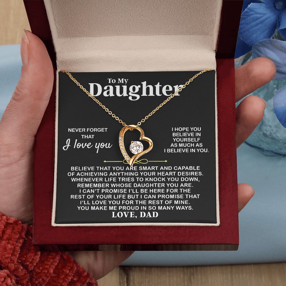 To My Daughter, Believe In Yourself, Forever Love Necklace, Gift For Daughter From Dad