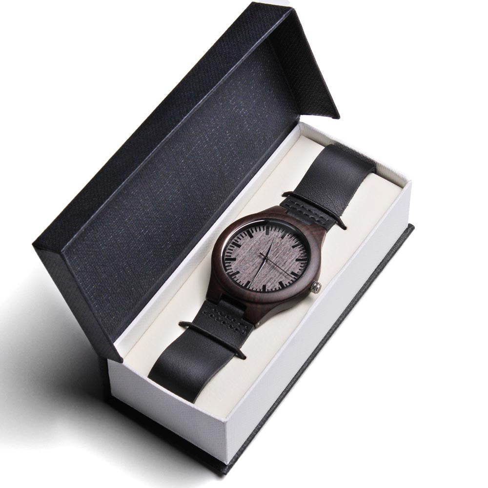Bonus Dad You Stepped Up, Engraved Wooden Watch, Gift Idea For Dad This Father's Day