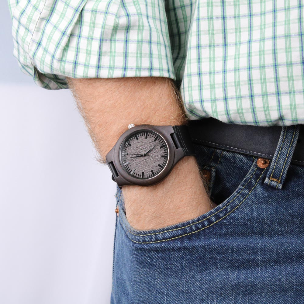 Bonus Dad You Stepped Up, Engraved Wooden Watch, Gift Idea For Dad This Father's Day