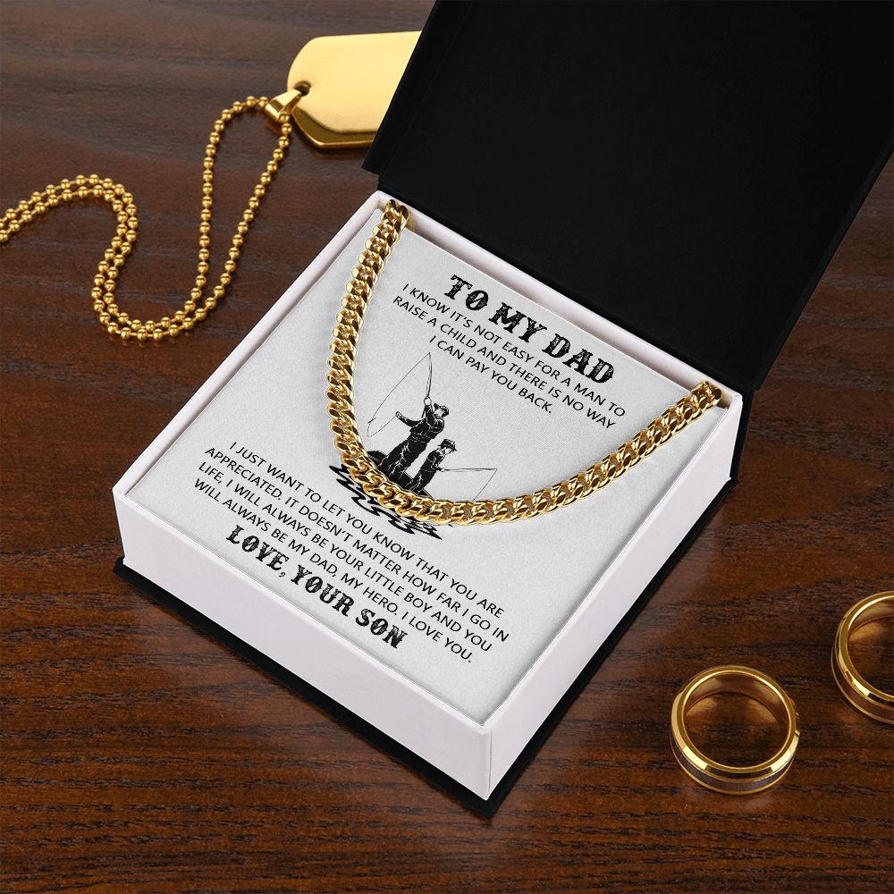 My Dad My Hero Cuban, Cuban Link Chain Necklace, Father's Day Gift For Dad