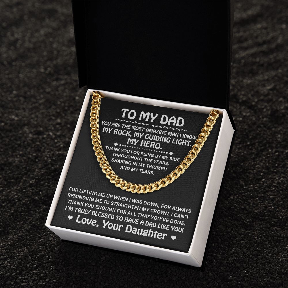 Dad My Guiding Light, Cuban Link Chain Necklace, Father's Day Gift For Dad
