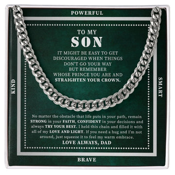 To My Son - Straighten Your Crown, Cuban Link Chain Necklace Gift Son