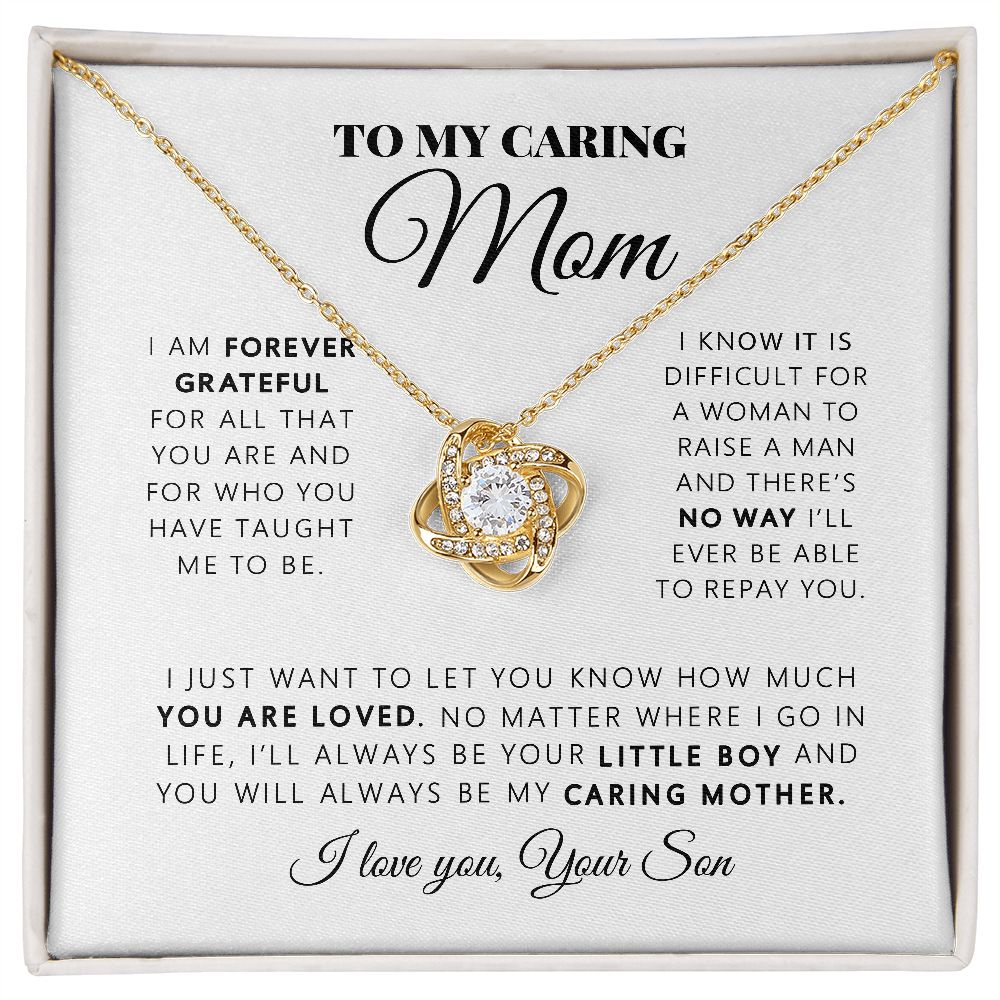 To My Caring Mom - My Mom Forever - Love Knot Necklace