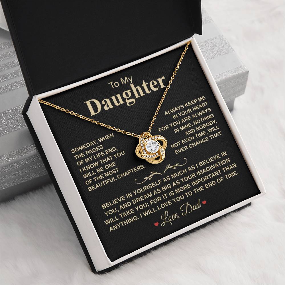 Love Knot Necklace - Daughter Beautiful Chapters - Unique Gift For Daughter From Dad