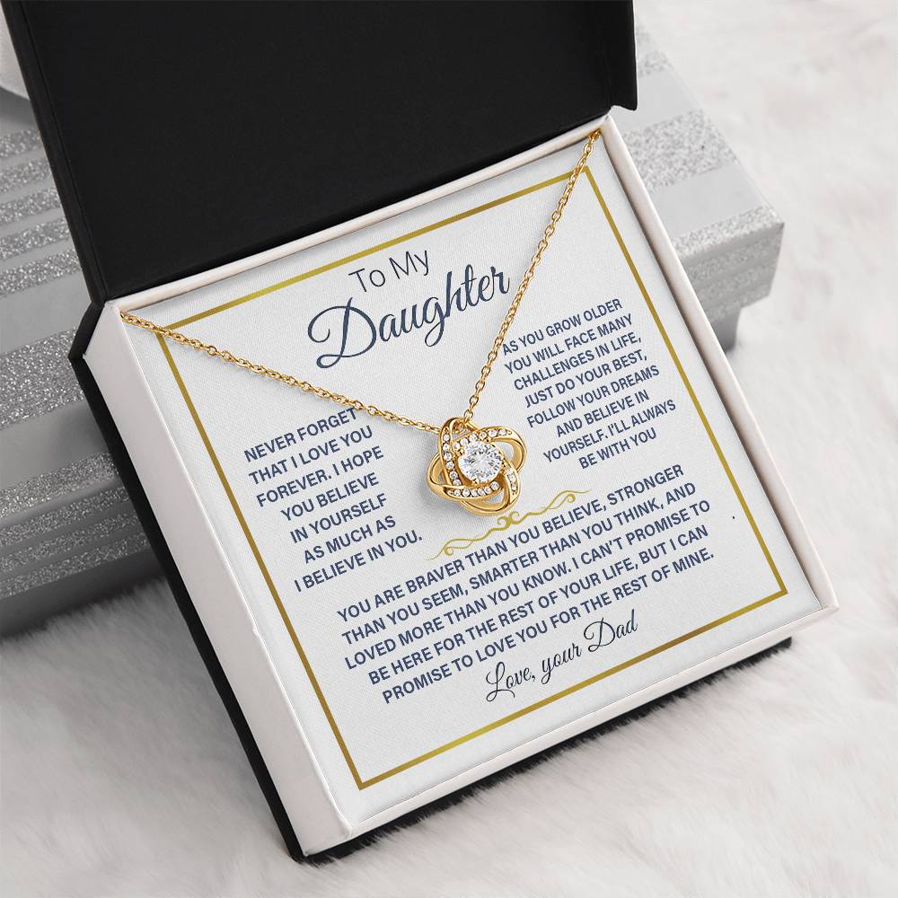 Daughter You Are Braver - Love Knot Necklace - Perfect Gift For Daughter