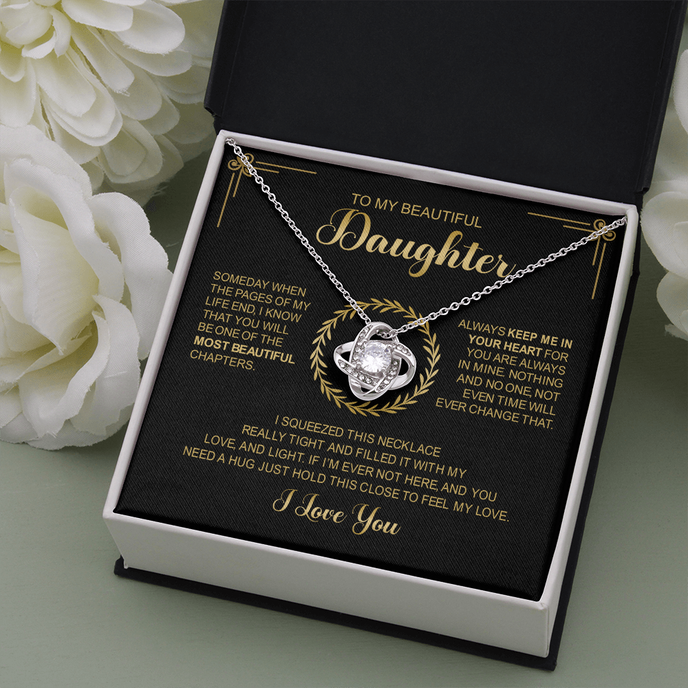 To My Beautiful Daughter - Always Keep You In My Heart - Love Knot Necklace