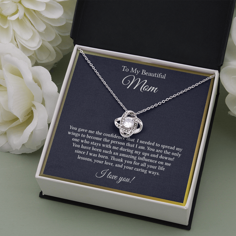 To My Beautiful Mom - All My Heart - Love Knot Necklace