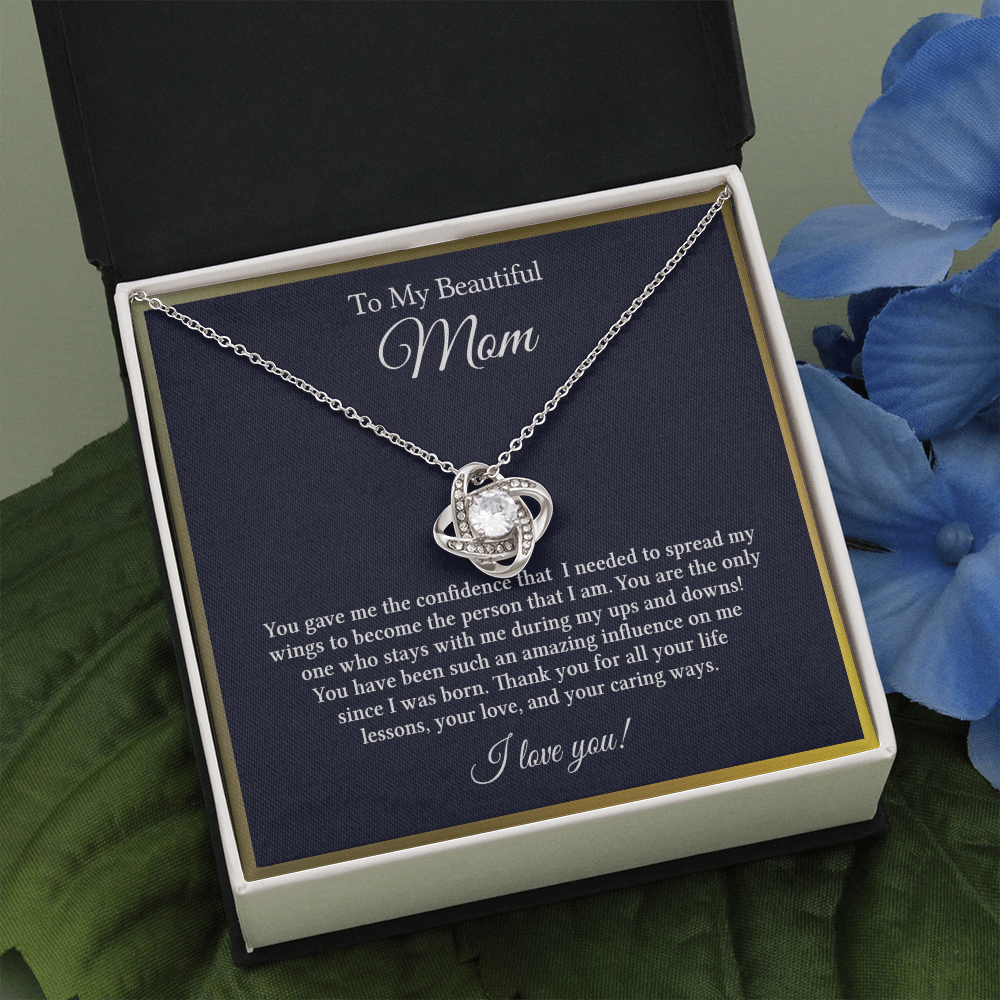 To My Beautiful Mom - All My Heart - Love Knot Necklace