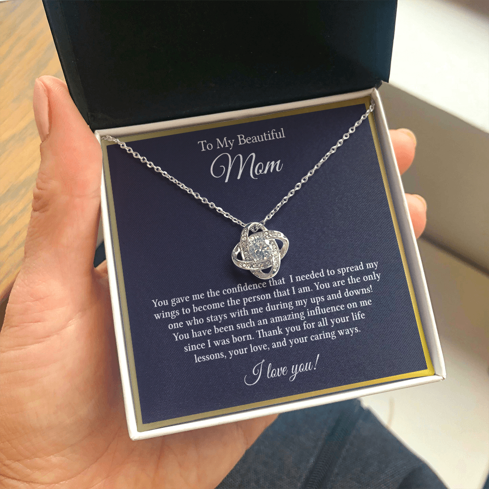 To My Beautiful Mom - All My Heart - Love Knot Necklace