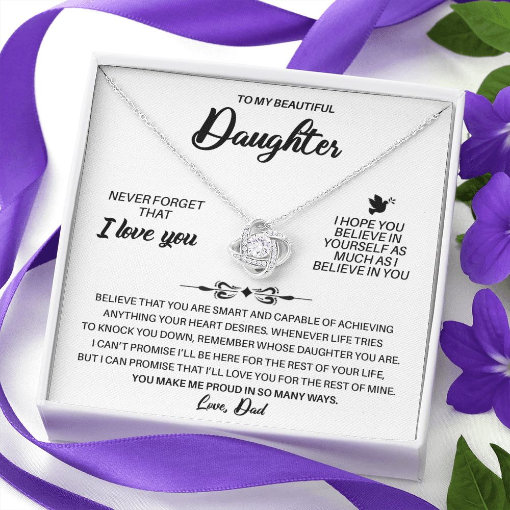 To My Daughter - You Make Me Proud In So Many Ways - Love Knot Necklace Gift