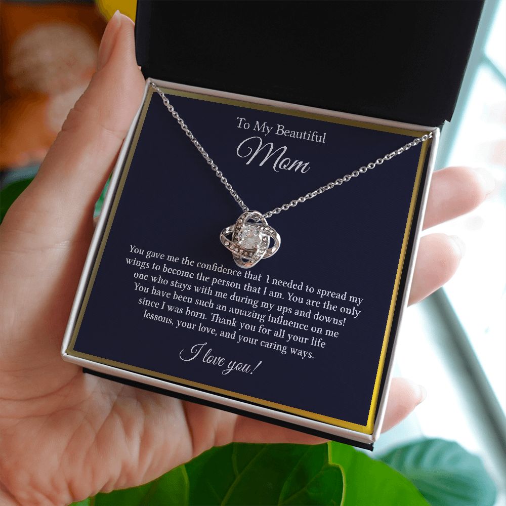 To My Beautiful Mom - All My Heart - Love Knot Necklace