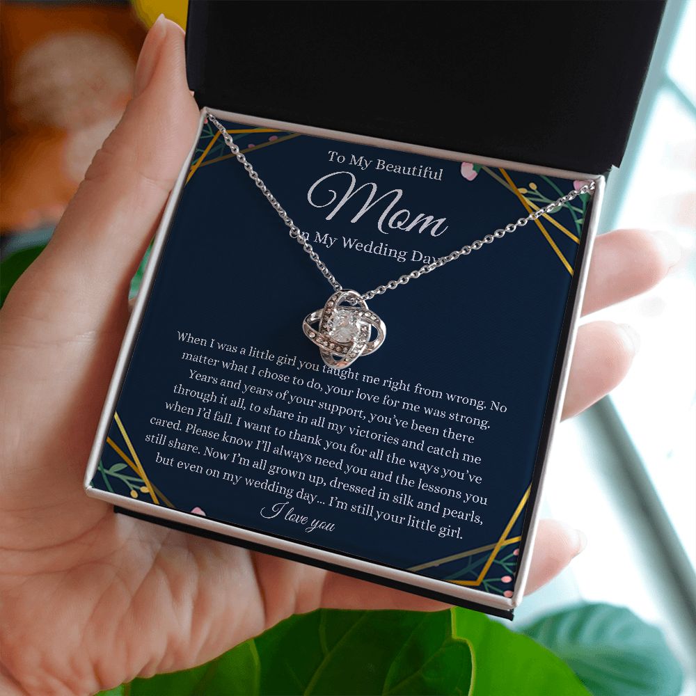 To My Beautiful Mom - Thank You - Love Knot Necklace