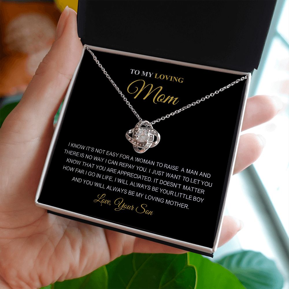 To My Loving Mom - Little Boy - Love Knot Necklace