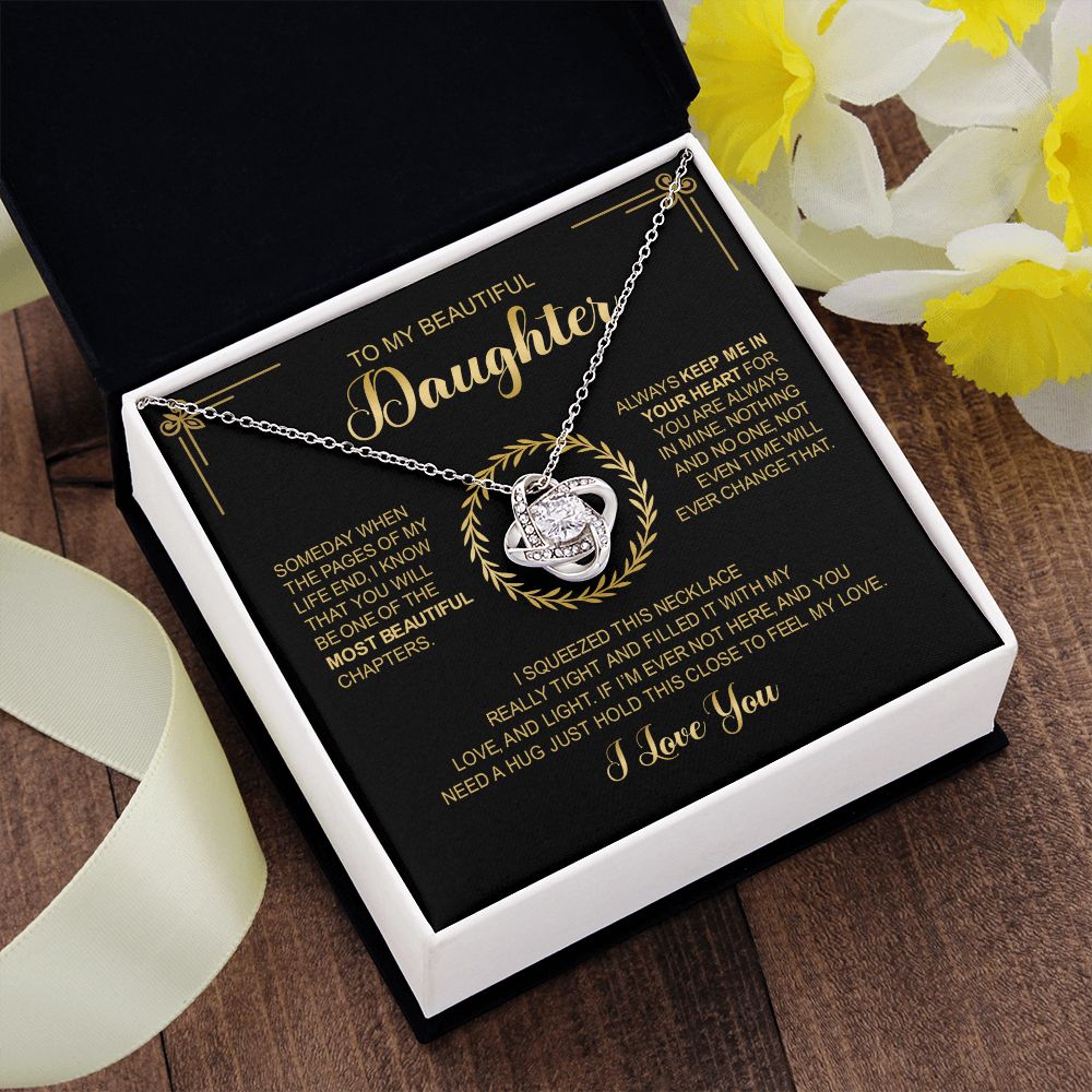 To My Beautiful Daughter - Always Keep You In My Heart - Love Knot Necklace