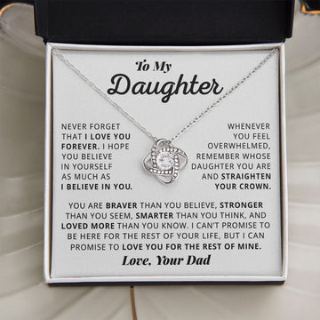 Daughter Believe In Yourself, Love Knot Necklace, Daughter Gift From Dad, Christmas Gift Idea For Daughter