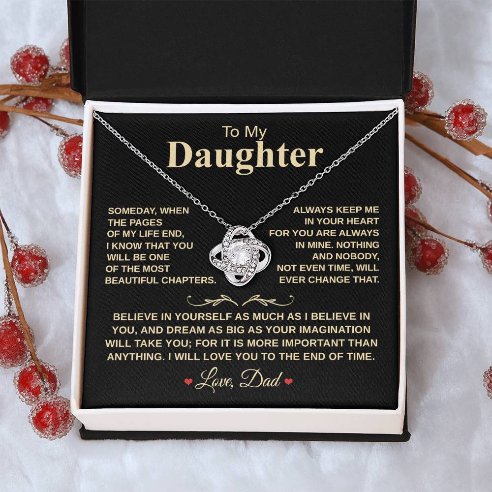 Love Knot Necklace - Daughter Beautiful Chapters - Unique Gift For Daughter From Dad