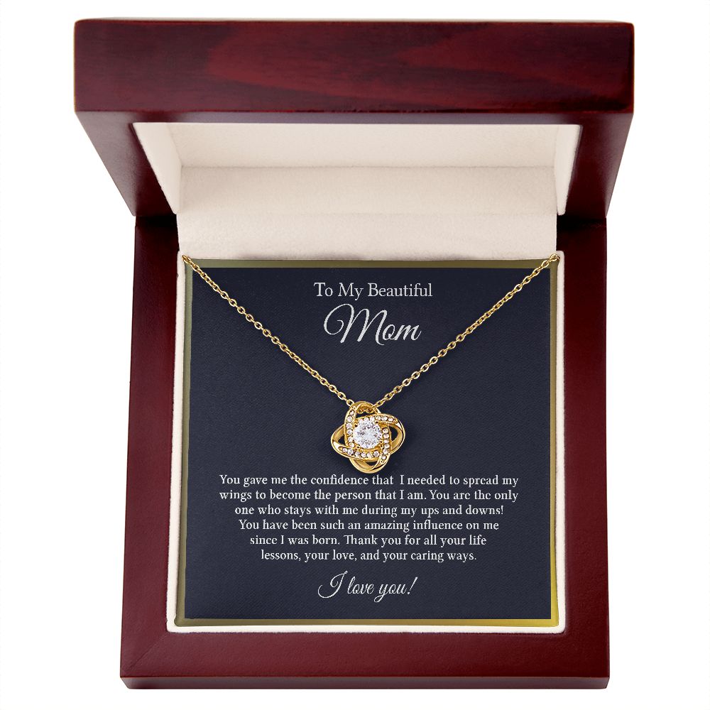 To My Beautiful Mom - All My Heart - Love Knot Necklace