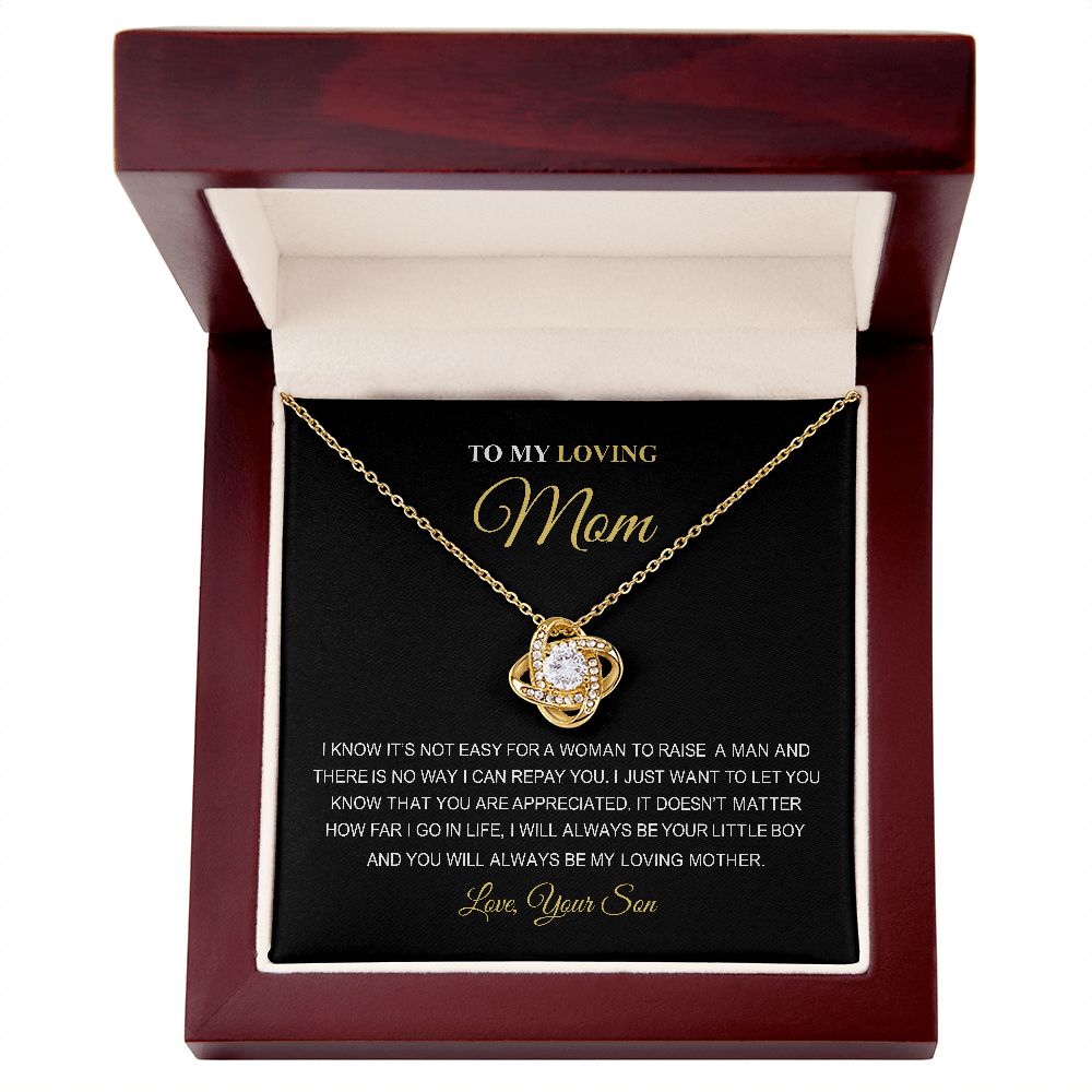 To My Loving Mom - Little Boy - Love Knot Necklace