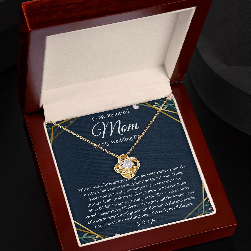 To My Beautiful Mom - Thank You - Love Knot Necklace