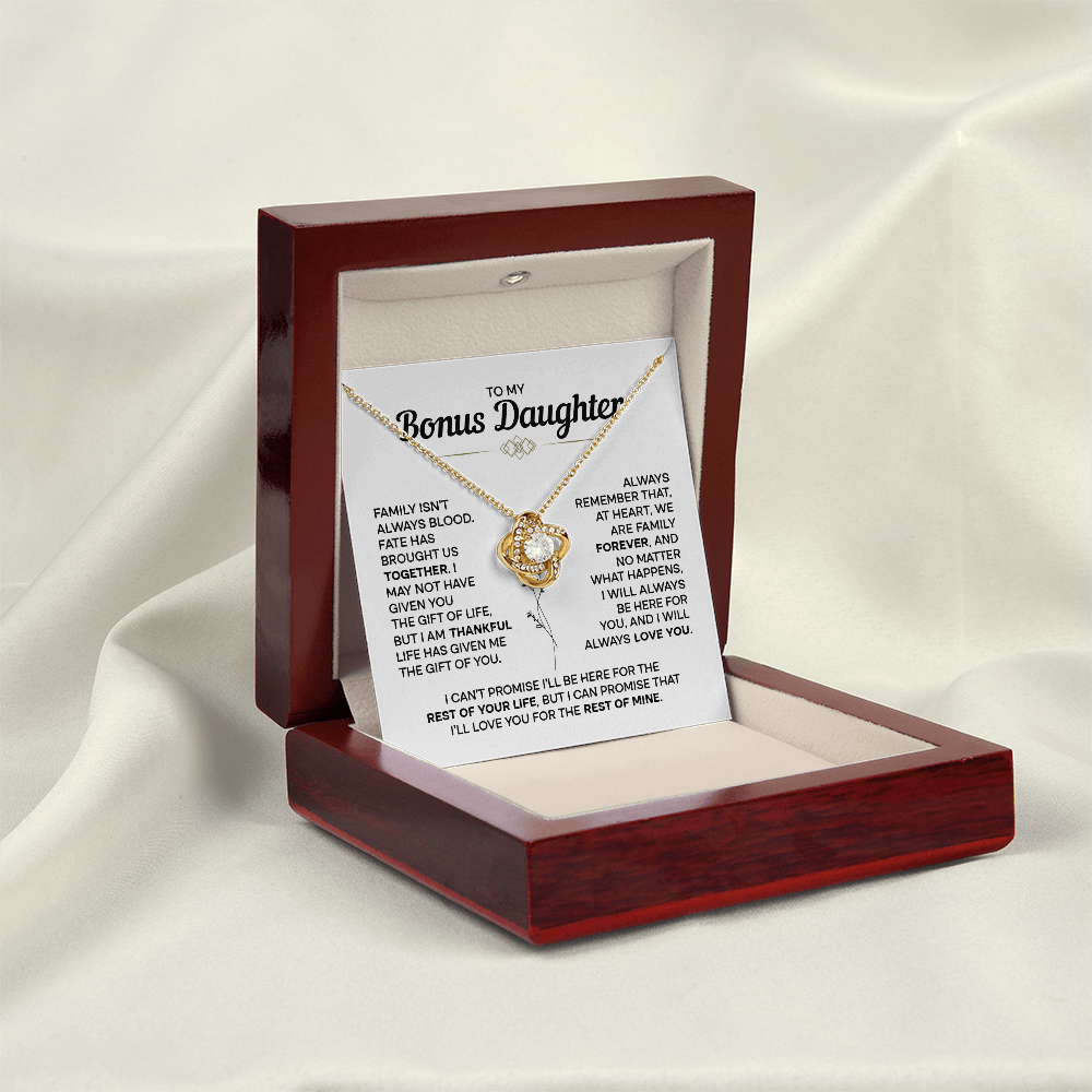To My Bonus Daughter - My Family Forever - Love Knot Necklace