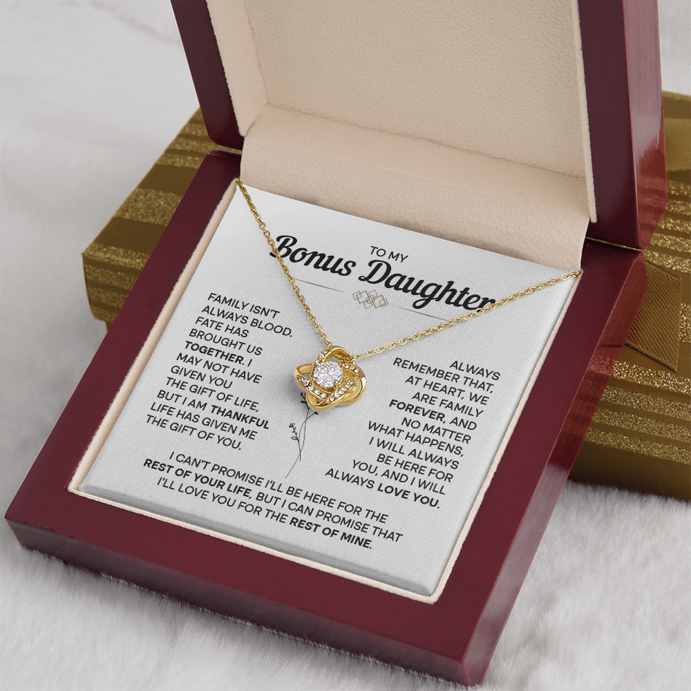 To My Bonus Daughter - My Family Forever - Love Knot Necklace